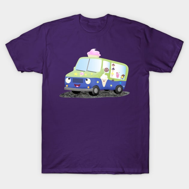 Cute happy ice cream truck cartoon T-Shirt by FrogFactory